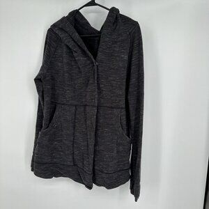 Lululemon Find‎ Your Centre Heathered Black Wrap Button Sweatshirt Jacket Size 8